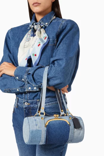 Kisslock 28 Barrel Bag in Upcycled Denim