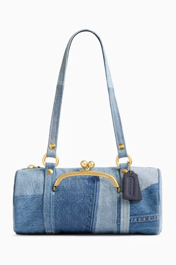 Kisslock 28 Barrel Bag in Upcycled Denim