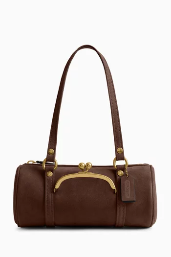 Kisslock 28 Barrel Bag in Suede