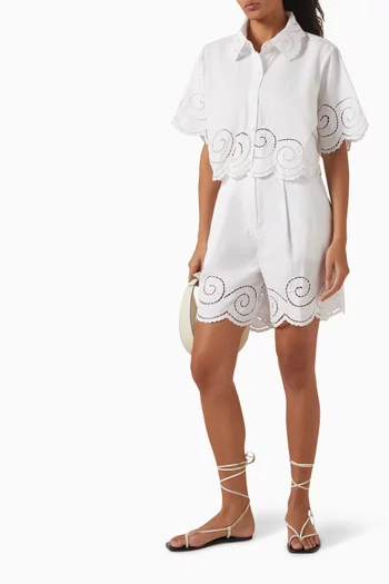 Peacock Crop Shirt in Cotton Poplin