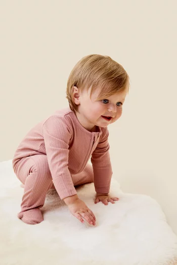 Ribbed Zip-up Sleepsuit