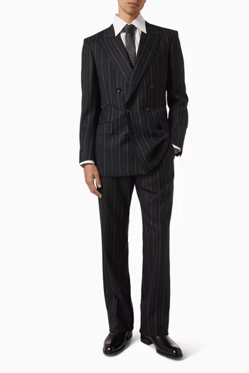 Stripe Double-breasted 2-piece Suit in Wool