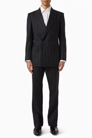 Stripe Double-breasted 2-piece Suit in Wool