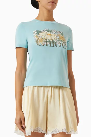 Baby-fit Floral Logo T-shirt in Cotton