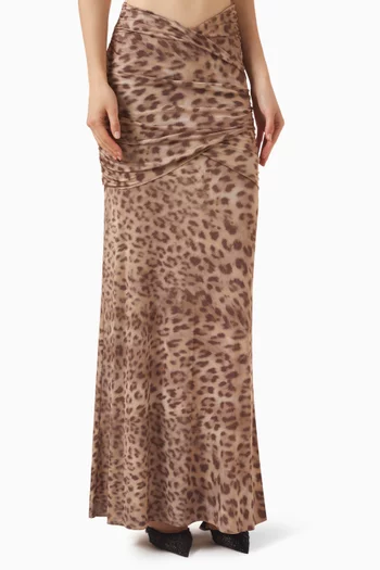 Shirred Hip Maxi Skirt in Jersey