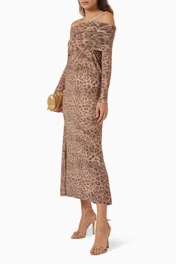 Printed Off-shoulder Gown in Jersey