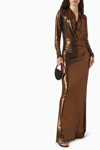 Cowl-neck Dolman Gown in Coated Jersey