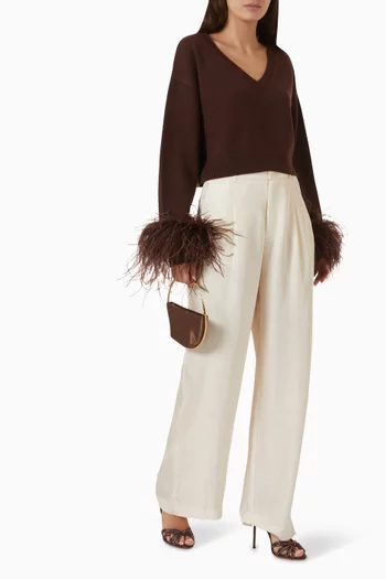 Feather-cuff Sweater in Merino Wool