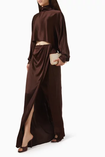 Wrap Maxi Skirt in Double Satin
