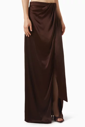 Wrap Maxi Skirt in Double Satin
