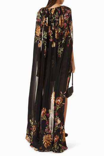 Zara Floral Cape Dress in Crepe