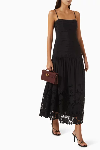 Ziva Lace-trim Midi Dress in Crepe