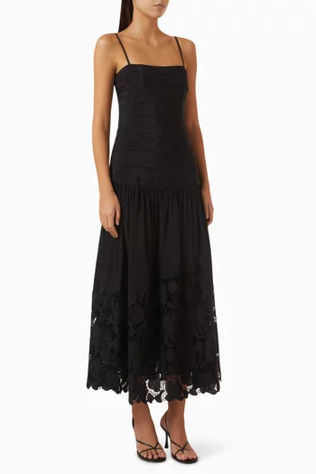 Ziva Lace-trim Midi Dress in Crepe