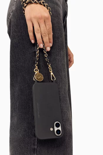 Lou Long Phone Chain in Vegan Leather & Stainless Steel , 120cm