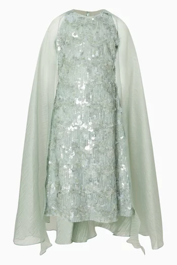 Embellished Cape Dress