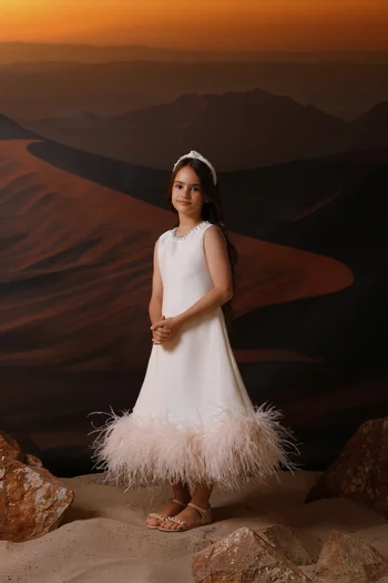 Feather-trimmed Dress