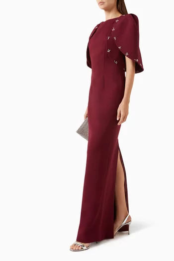 Bateau-neck Beaded Maxi Dress