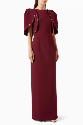 Bateau-neck Beaded Maxi Dress