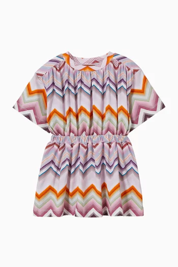 Chevron-printed Dress in Cotton