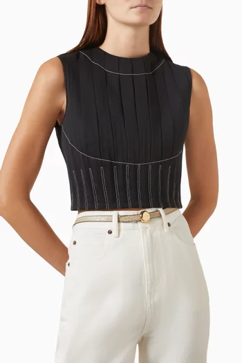 Romy Reversible Belt in Croc-embossed Leather