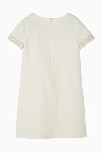 Greca-trim Dress in Jacquard-cotton
