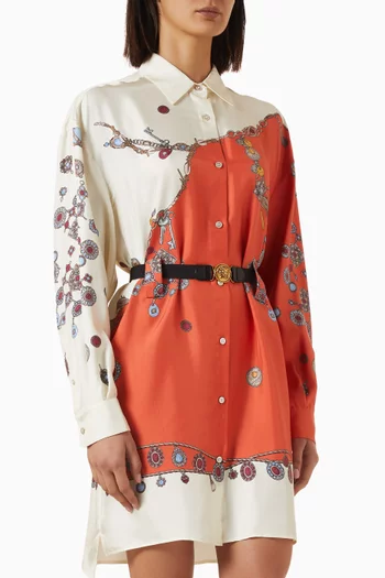 Betled Mini Dress in Silk Twill