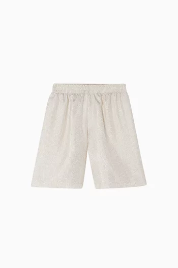 Greca Mosaic Shorts in Silk Twill