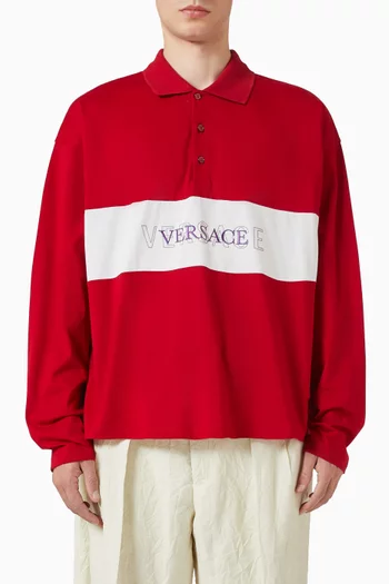 Logo-print Polo Sweatshirt in Cotton-jersey