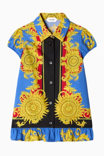 Printed Dress in Cotton Poplin