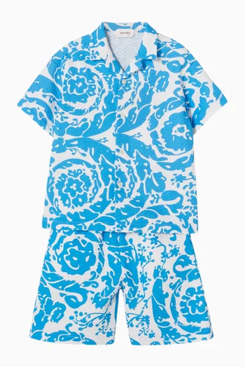 Barocco Print Shorts in Cotton-pique