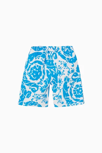 Barocco Print Shorts in Cotton-pique