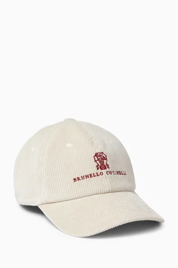 Logo Baseball Cap in Corduroy
