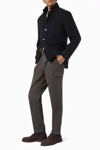 Cargo Trousers in Peached Cotton Gabardine