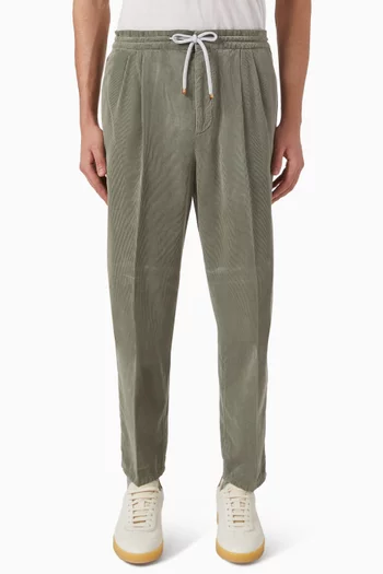 Garment-dyed Double-pleat Pants in Cotton Corduroy