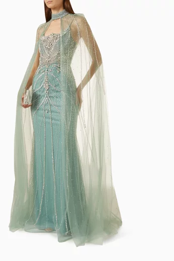 Bead-embellished Gown in Crepe
