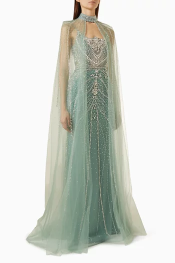 Bead-embellished Gown in Crepe