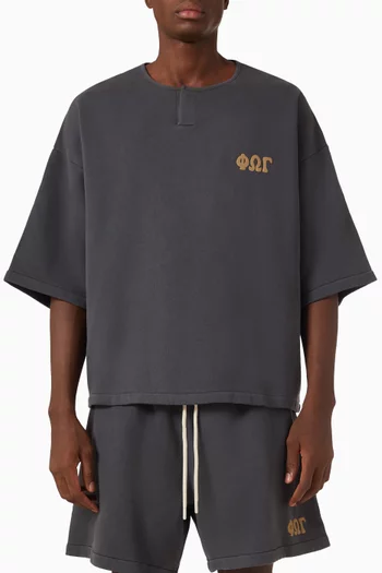 3/4 Henley Sweatshirt in Cotton Fleece