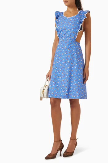 Floral-print Pinafore Mini Dress in Poplin