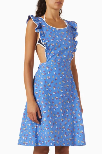 Floral-print Pinafore Mini Dress in Poplin