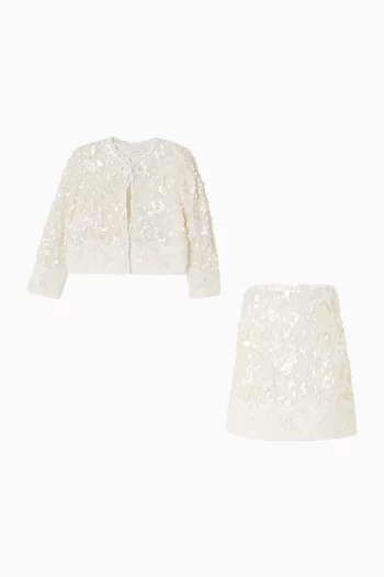 Sequin-embellished Jacket & Skirt Set