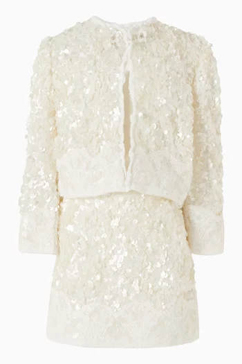 Sequin-embellished Jacket & Skirt Set