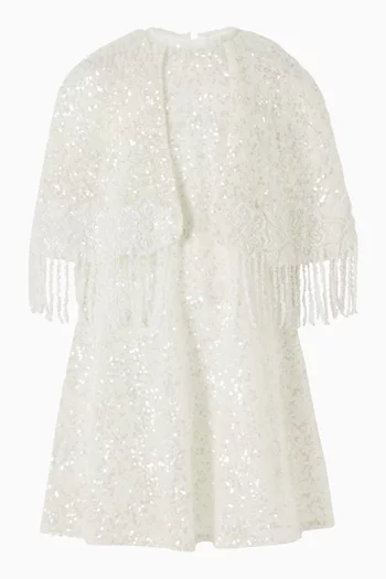 Sequin-embellished Cape Dress