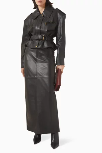 Belted Crop Jacket in Leather