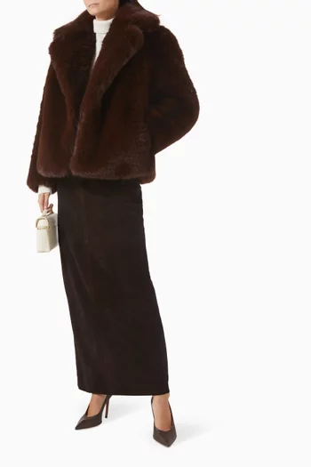 Shawl-collar Coat in Faux Fur