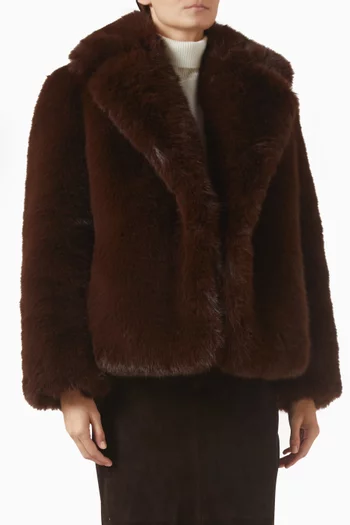 Shawl-collar Coat in Faux Fur