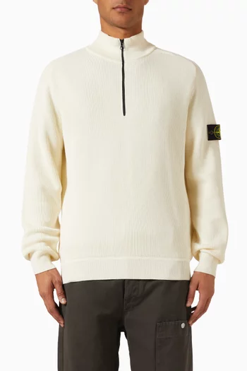 Ribbed Half-zip Sweater in Organic Cotton