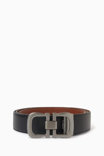 Reversible Gancini Belt in Calfskin