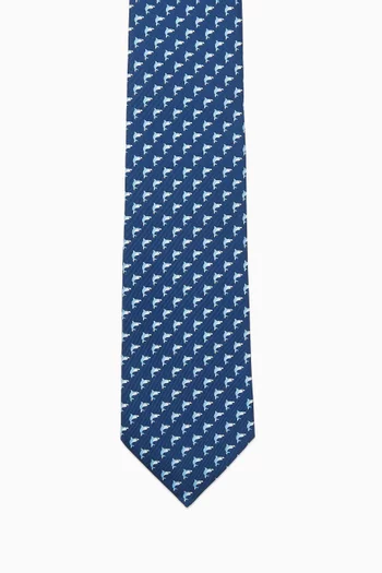 Shark Print Tie in Silk