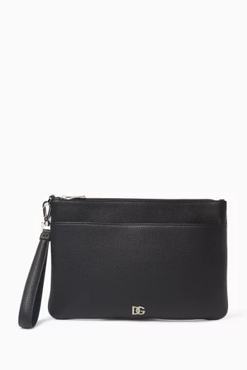 Logo Toiletry Bag in Calfskin