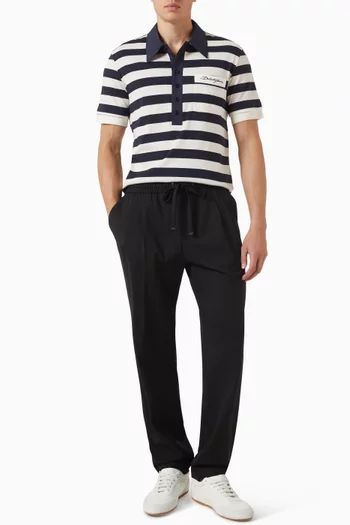 Drawstring-waist Pants in Virgin Wool Blend